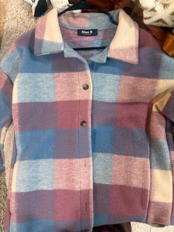Blue B Collection Plaid Shacket Size L