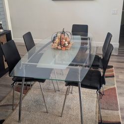 Glass Dining Table With 5 Chairs