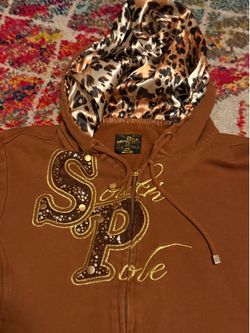 South Pole cheetah print zip up