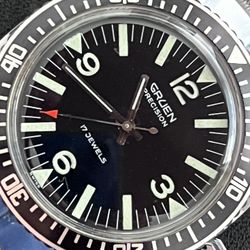 1960’s Rare Swiss Gruen Diving Watch New Old Stock Big Case Beautiful Dial Great Classic 60’s Diver!