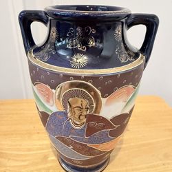 Meiji Era Ceramic Vase - Blue - Over 110 Years Old
