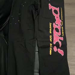 Sp5der Black and Pink Sweatpants Size XL