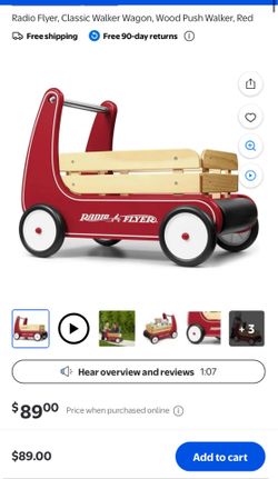 Radio Flyer, Classic Walker Wagon, Wood Push Walker, Red