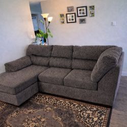 Very Nice Chenille Sofa Couch with Reversible Chaise