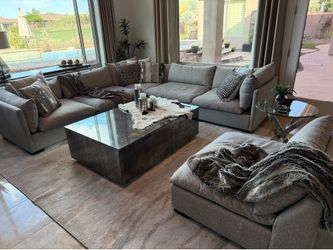 Designer down filled sofa and chair section