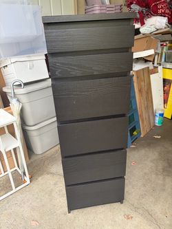 IKEA Malm 6-Drawer Tall Dresser Black-Brown