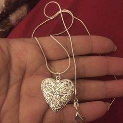 925 Sterling Silver Heart Photo Frame Pendant Necklace 