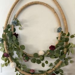 Large Boho Rope Wrapped Hoop Decor 