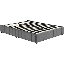 Queen Storage Bed, Upholstered Bed with Underbed 4 Storage Drawers, No Fixed Headboard