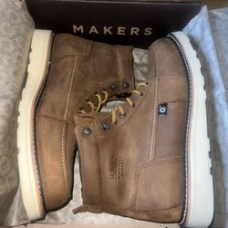 Qlty leather Work Boots: DNVR 6° Moc Toe: MOKA