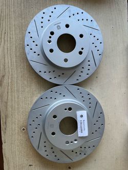 Cadillac Escalade 21-26 Front Double Drill Slot Rotors Ceramic Brake Pads