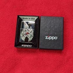 Zippo Lighter - Flame w/ Red Swarovski Crystal High Polish Chrome - 853401