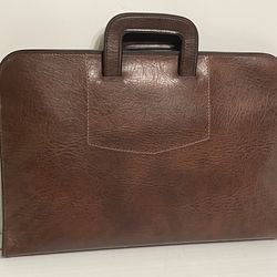 Vintage 70’s Men’s Brown Leather Adjustable Handle Briefcase Talon Zipper