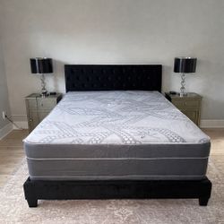 Queen Mattress Come With Bed 🛌 Frame And Free Box Spring - Free Delivery 🚚 Today To Reasonable Distance 