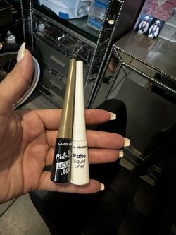 Metallic and Matte Liquid Liners by L.A. Colors. White and gold
