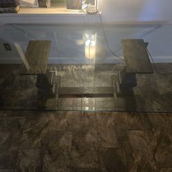 Modern Glass Dining Table   82” x 48”  Excellent Condition!