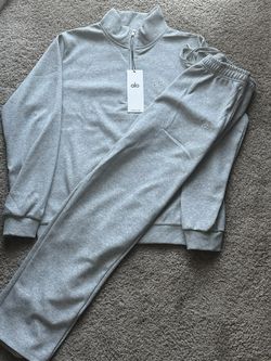 Alo Grey Quarter Zip Tracksuit Set