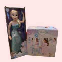 Disney’s Frozen Bundle! 32” Elsa Doll & Elsa’s Magical Ice Vanity