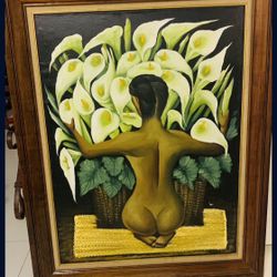 Large Painting Inspired By Diego Rivera’s “Nude With Calla Lillies”//Pintura de Desnudó Con Alcatraces Inspirada Por Diego Rivera