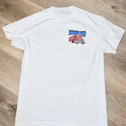 Racing RVs Graphic T-Shirt Medium White Double Sided Racing Tee