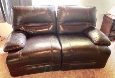 Dark Brown Leather Reclining Loveseat