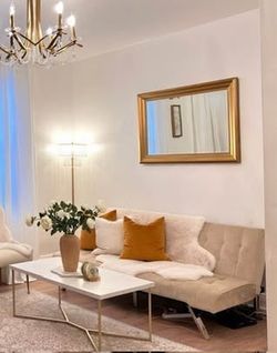 Tan velvet futon/sofa