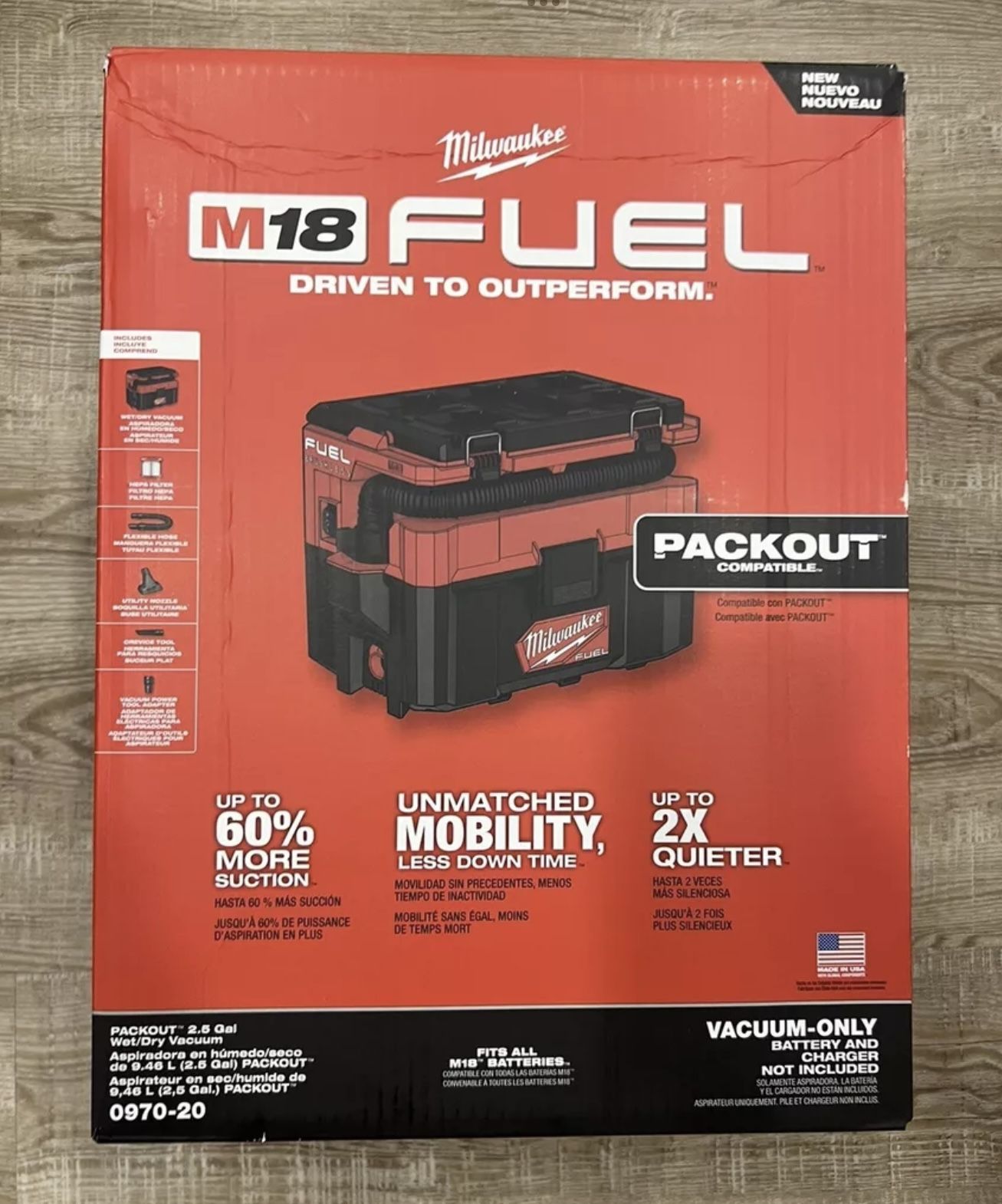Milwaukee M18 FUEL PACKOUT 18-Volt Lithium-Ion Cordless 2.5 Gal. Wet/Dry Vacuum . Brand NEW. Tool Only. NUEVO.