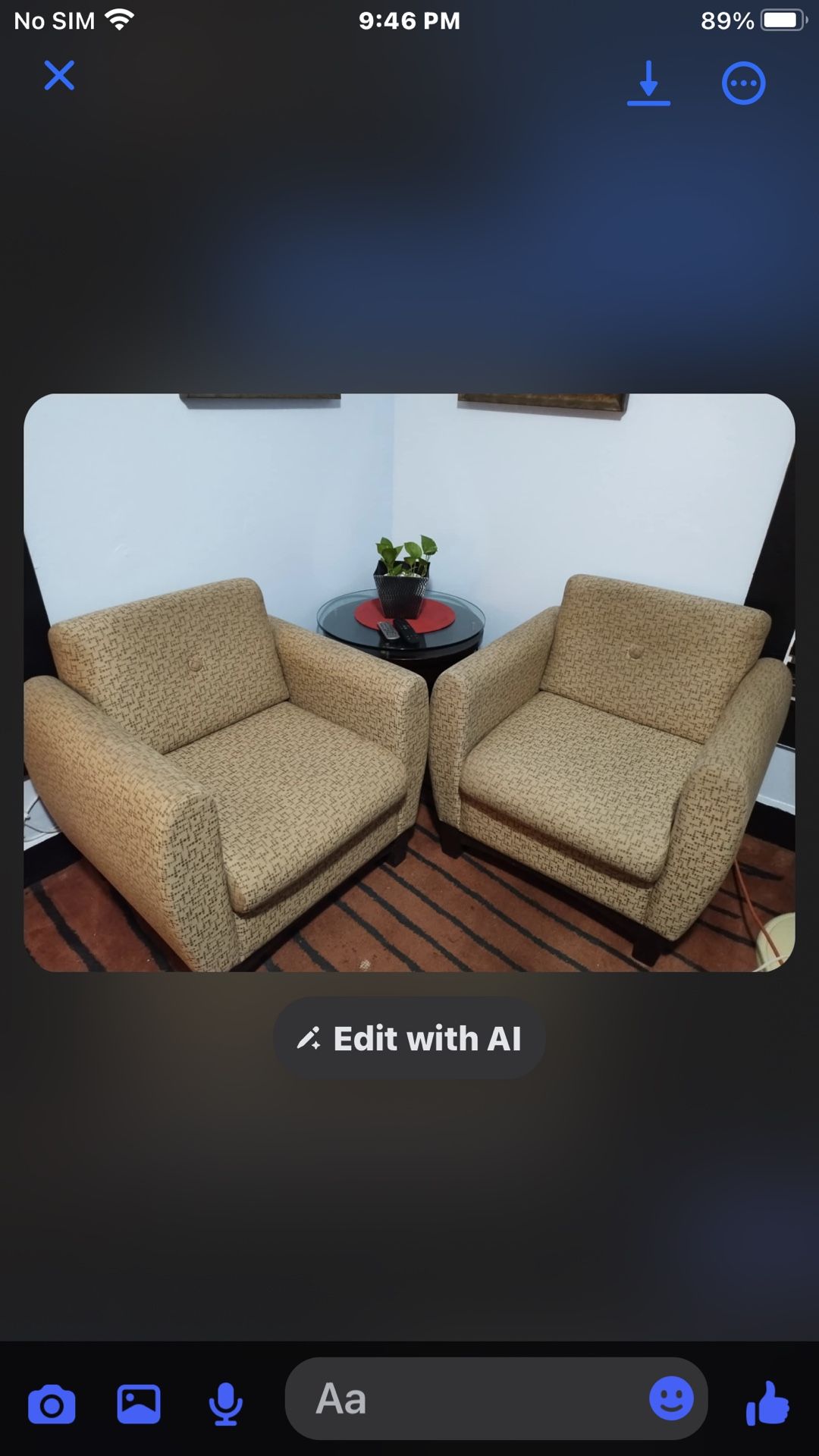 Coffee Table With Two Single Sofa