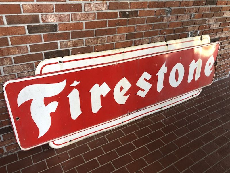 1954 Firestone Sign Porcelain 9 feet long