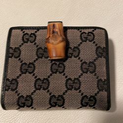 Gucci Wallet Canvas With Bamboo Accent