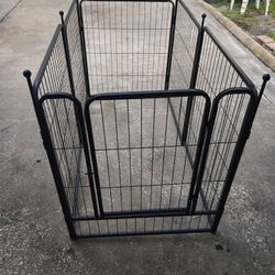 Black Aluminum 32" Metal Dog Playpen Fence Yard 6 Panels With Swing Door