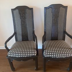 2 Wood Upholstered Arm Chairs