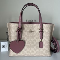 Coach Mollie Tote Bag 25 In Signature Canvas With Heart Charm