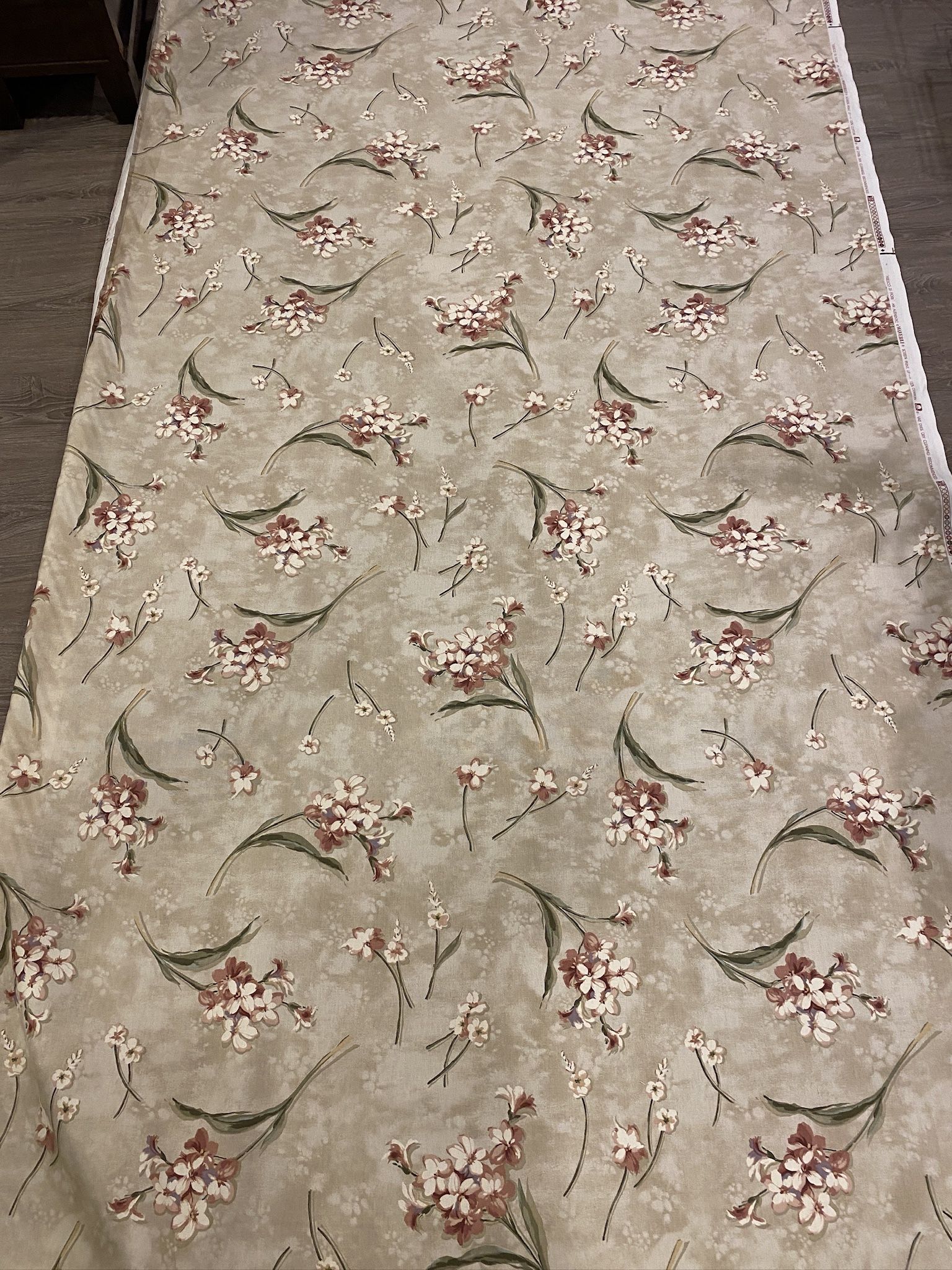 2.75 yards Waverly Fresco Di Fiori Floral on Beige Background Fabric 54” wide (102” long) 