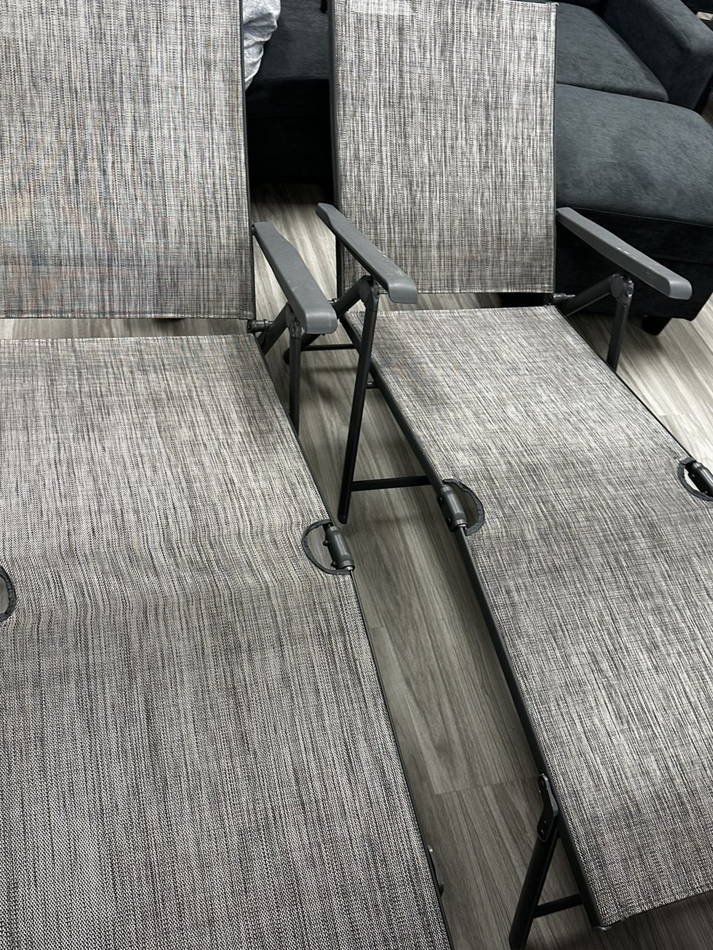 Set Of Two Fold Up Pool Chaise Loungers - Pool Chairs