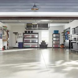 Adjustable Height Overhead Ceiling Mount Garage Rack in Black (42 in. H x 96 in. W x 48 in. D