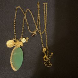 30” Bronze Necklace With Multiple Pendants/charms…Green Sea Glass,elephant,beige Pearl,amethyst Crystal,etc…,by aeo