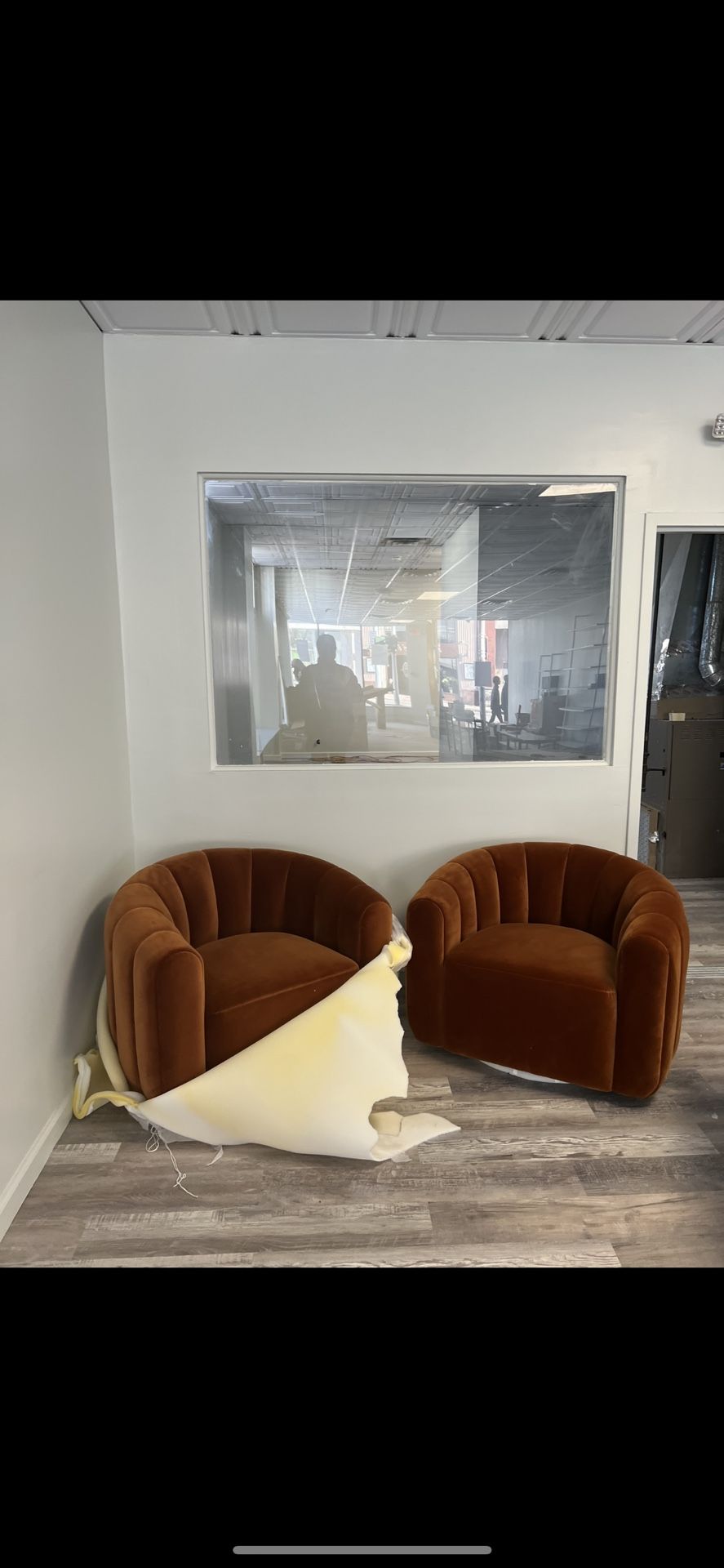 BRAND NEW CB2 FITZ RUSSET VELVET SWIVEL CHAIRS for Sale in White
