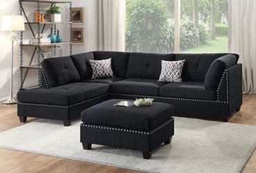 BLACK OR BLUE GREY SECTIONAL WITH REVERSIBLE CHAISE
