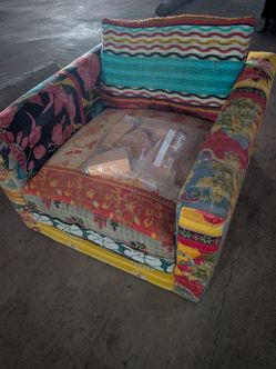 Boho Patchwork Upholstered Accent Chair