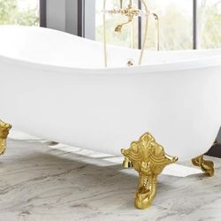 Signature Hardware Lena 59" Cast Iron Soaking Clawfoot Tub