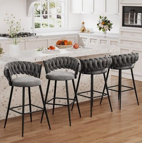 4 Gray Bar Height Chairs 30 In Tall