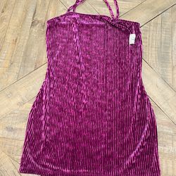 NWT So Purpleish Pink Mini Dress Criss Cross Back Size S