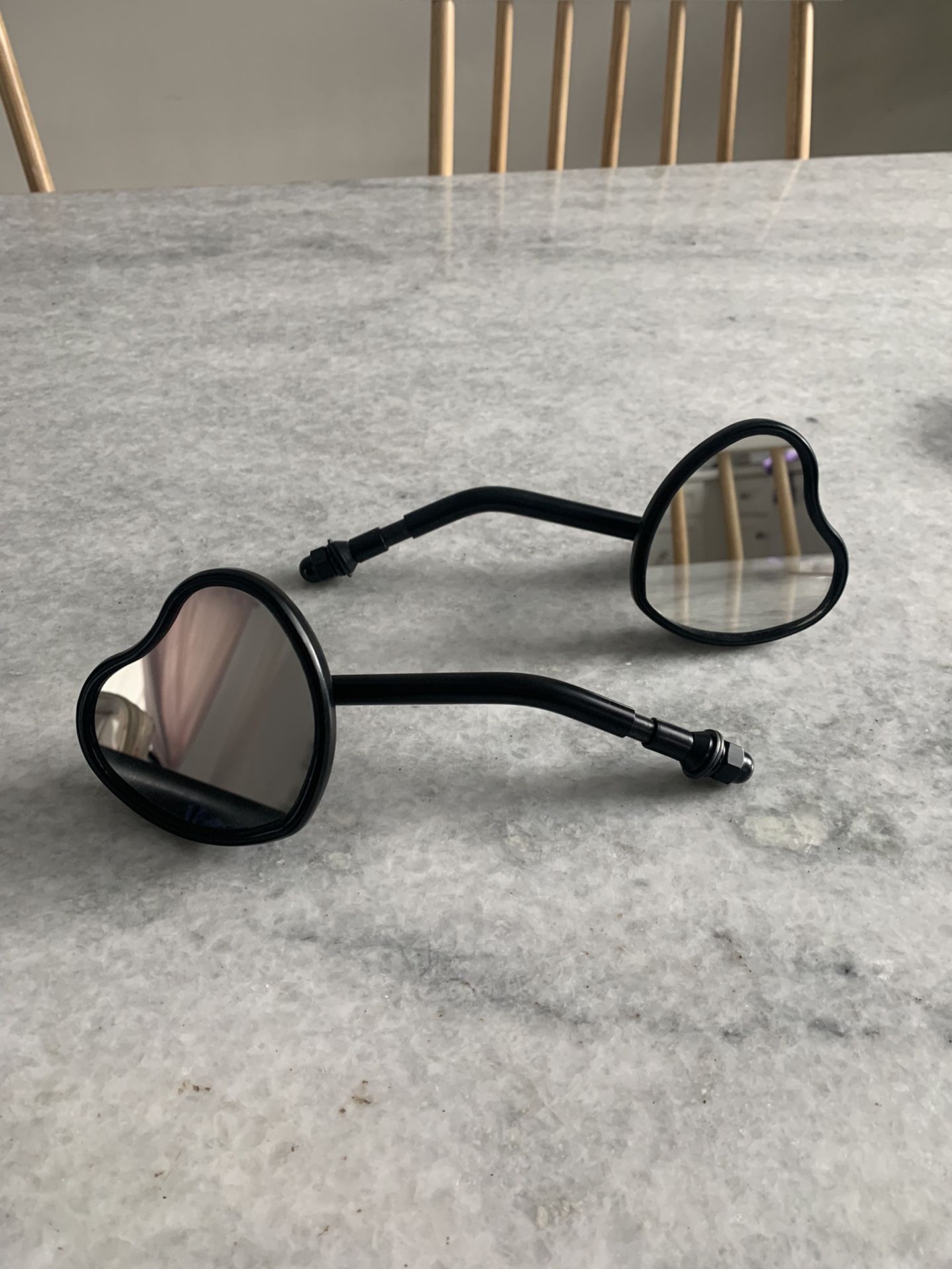 lowbrow customs motorcycle scooter heart mirrors black