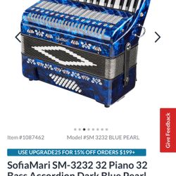 SofiaMari SM-3232 32 Piano 32 Bass Accordion Dark Blue Pearl