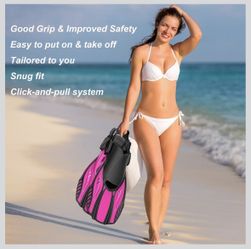 Snorkel Fins Diving Fins Adjustable Buckles Open Heel Swim Flippers Travel Size Short Swim Fins for Snorkeling Diving Swimming Adult Men Womens