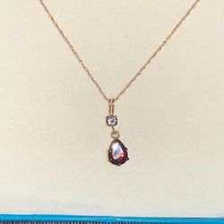 14 K Garnet And Diamond Pendants 
