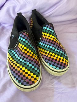 Vans Slip-On Rainbow Checkerboard Sneakers size 5.5