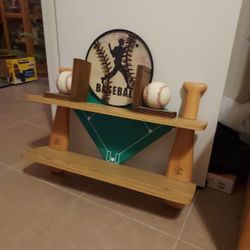 BRAND NEW BASEBALL ⚾️ SHELVES AND BASEBALL BOOK  ENDS WITH BASEBALL SIGN 