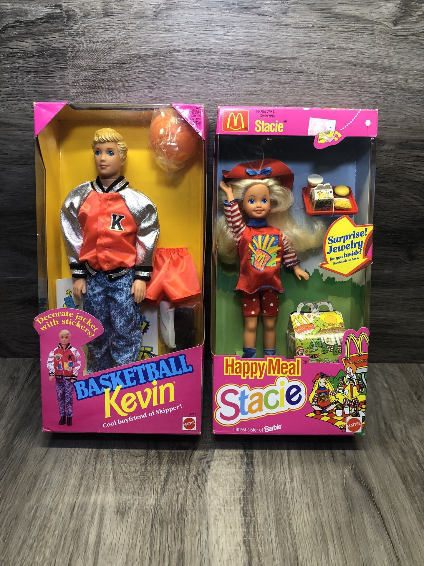 Vintage McDonald’s Happy Meal Barbie Stacie And Basketball Kevin Dolls